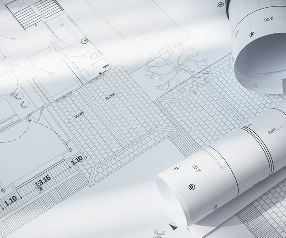 Architectural plan showing detailed building layout for plan printing services